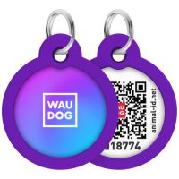 Адресник для животных WAUDOG Smart ID с QR паспортом "Градиент фиолетовый", круг 25 мм (225-4034)
