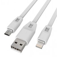 Изображение Дата кабель USB 2.0 - Micro USB/Lightning 2А (DR-1622) (White) 1,0м Drobak (219092)