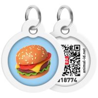 Адресник для животных WAUDOG Smart ID с QR паспортом "Гамбургер", круг 25 мм (225-4037)