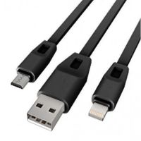 Изображение Дата кабель USB 2.0 - Micro USB/Lightning 2А (DR-1622) (Black) 1,0м Drobak (219093)