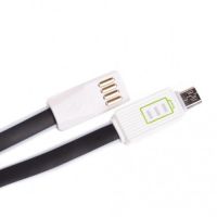 Изображение Дата кабель USB 2.0 - Micro USB 1,2A LED плоский (Black) 1,0м Drobak (218762)