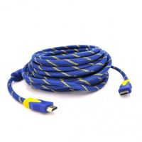 Кабель мультимедийный HDMI to HDMI 10.0m v1.4, OD-8.0mm Blue/Gold Merlion (YT-HDMI(M)/(M)NY/BL-10m)